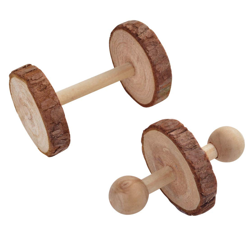 Wobe Pack of 8 Guinea Pig Toys Chinchilla Hamster Rat Toys, Bunny Gerbil Molar Wooden Natural Wooden Pine Dumbells Exercise Bell Roller Fun Pet Balls Small Pets Play Toy - PawsPlanet Australia