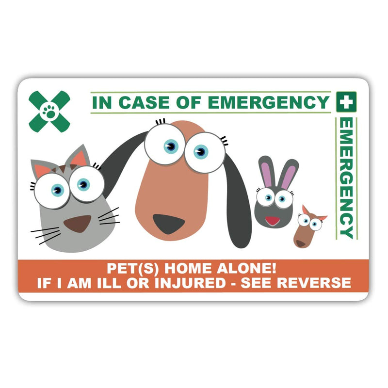 ICECARD PET Home Alone PREMIUM Card Pack - Wallet size card with WRITABLE reverse for Contact Details of Friends, Family or Neighbours who will look after you pets if you are ill or injured - PawsPlanet Australia