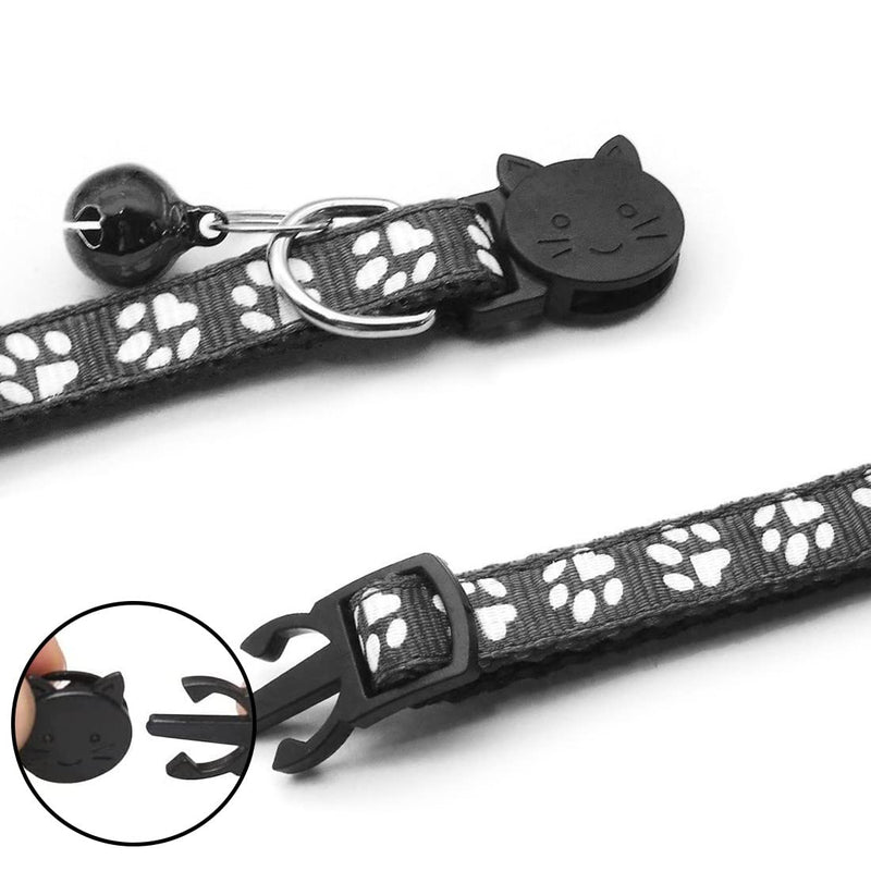 Clyhon reflective cat collar with safety clasp and bell, 2-piece adjustable collar cat kitten, 19-32cm black, pink - PawsPlanet Australia