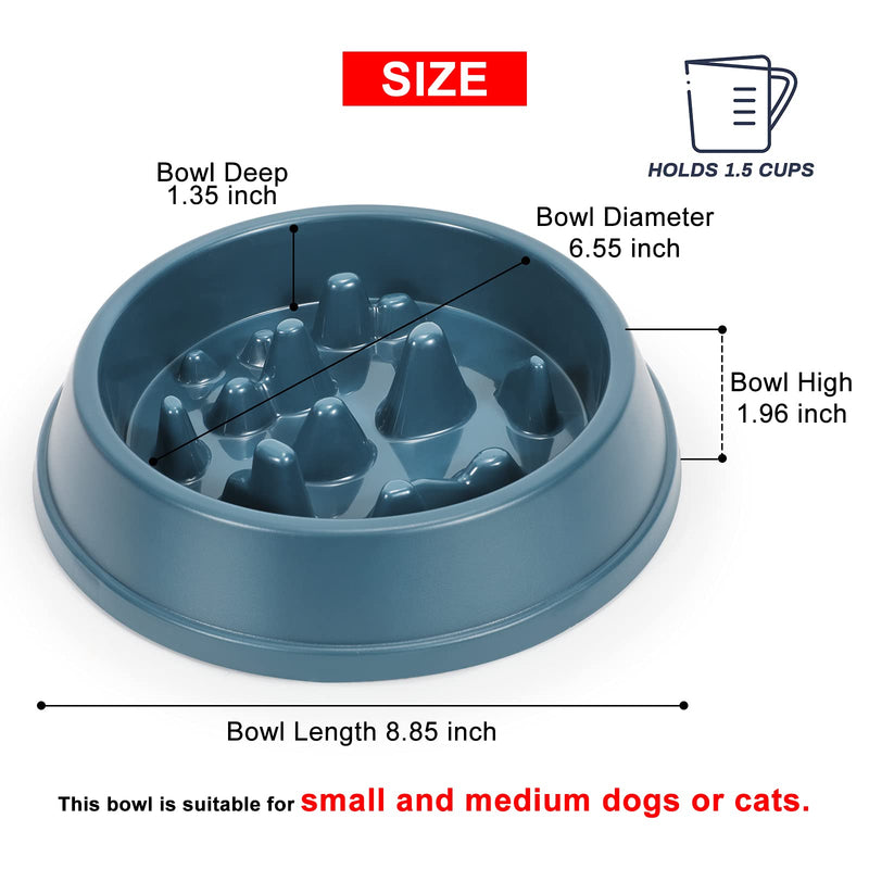 WHIPPY Slow Feeder Dog Bowl Dishes for Small Medium Dog Cat Non Slip Slow Eating Healthy Puppy Bowl Puzzle Maze Fun Feeder Interactive Bloat Stop Dog Pet Bowl, Blue - PawsPlanet Australia