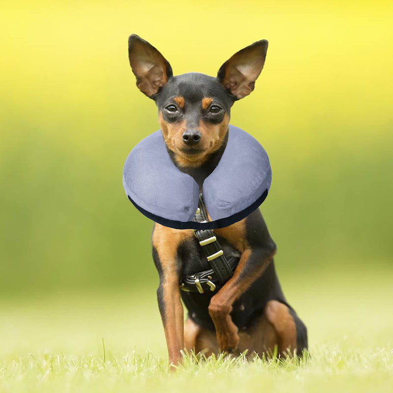 Dunhuang Pet Protective Inflatable Collar, Dog Cone Collar Soft for Dogs and Cats After Surgery, Prevent Pets from Biting & Scratching Small (Neck: 7''-10'') Grey - PawsPlanet Australia