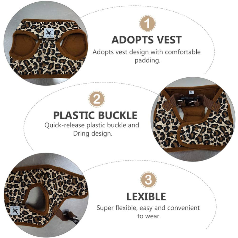 POPETPOP Pet Dog Canvas Chest Harness Vest - Size M (Leopard Print) - PawsPlanet Australia