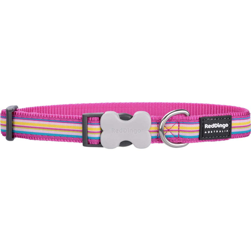 Red Dingo Stripe Dog Collar, Small, Hot Pink Hot Pink Stripe - PawsPlanet Australia