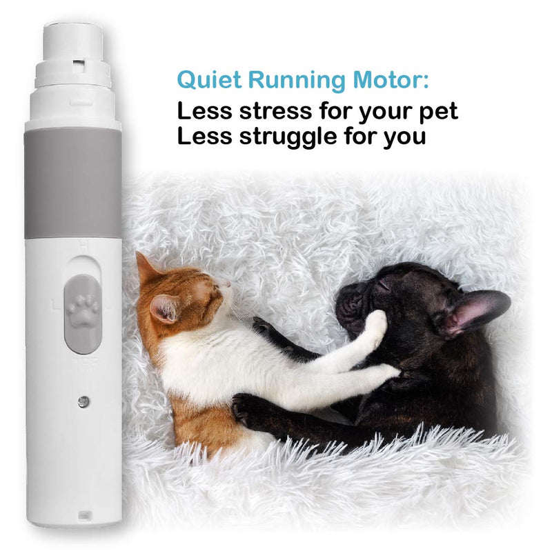 [Australia] - PET NAIL GRINDER - BEST Rechargeable Cordless DOG NAIL Trimmer for Dogs & Cats - Easy & Comfortable to Use - Quiet Motor, Two Speed Options with Light Indicator - Great for Small, Medium, Large Nails. 