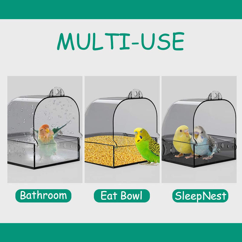 Hamiledyi Parrot Bath Box Bird Cage Accessory Supplies Hanging Bathing Tub Bath Box for Small Birds Canary Lovebird. - PawsPlanet Australia