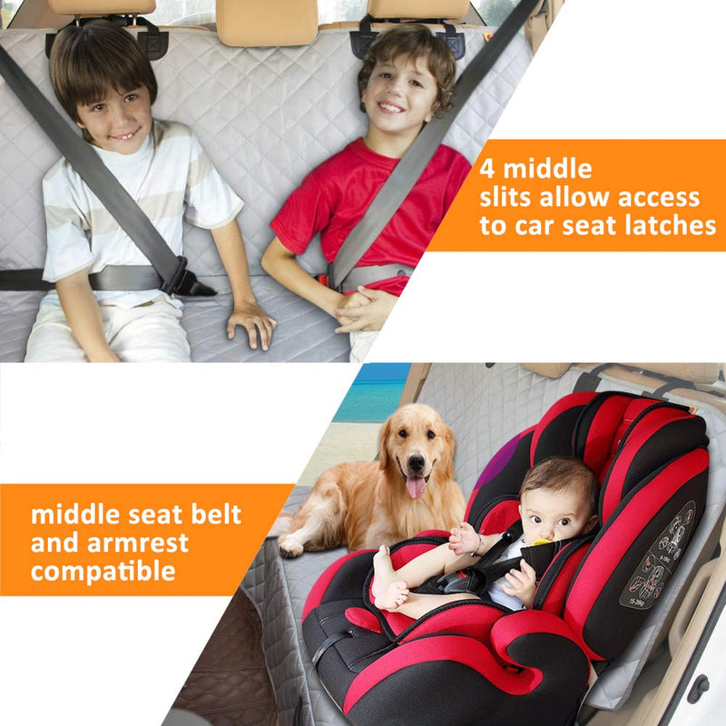 [Australia] - Bark Lover Bench Dog Car Seat Cover for Back Seat, 100% Waterproof Dog Car Seat Covers, Heavy-Duty & Nonslip Back Seat Cover for Dogs and Kids, Compatible Pet Car Seat Cover for Cars, Trucks & SUVs Grey 