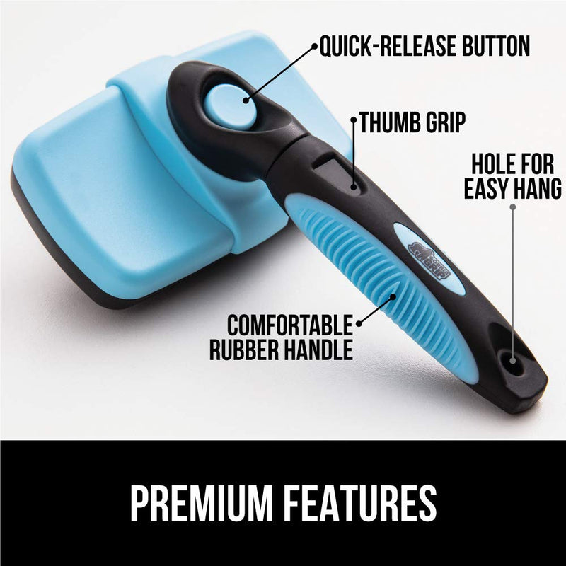 Gorilla Grip Premium Self Cleaning Pet Slicker Brush, Cats and Dogs, Gently Removes Loose Fur, Less Tangled Mats, Comfortable Grip, Easy Cleaning, Gentle Grooming On Long or Short Haired Pets, Black 1 - PawsPlanet Australia