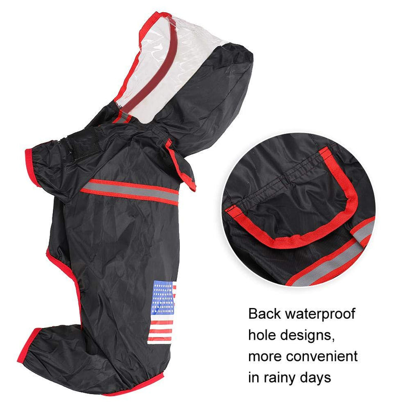 Dog Raincoat, Rain Boots Set Hooded and Four Leg Pet Raincoat with Reflective Stripes Waterproof Rain Coat for Pet Dog (L-Black) L Black - PawsPlanet Australia
