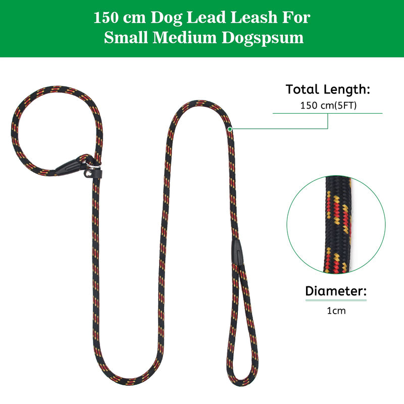 Coolrunner 2PCS Durable Dog Slip Rope Leash, 5 FT Dog Training Leash, Strong Slip Lead, Standard Adjustable Pet Slipknot Nylon Leash for Small Medium Dogs(10-80 lb) Blue+Black - PawsPlanet Australia