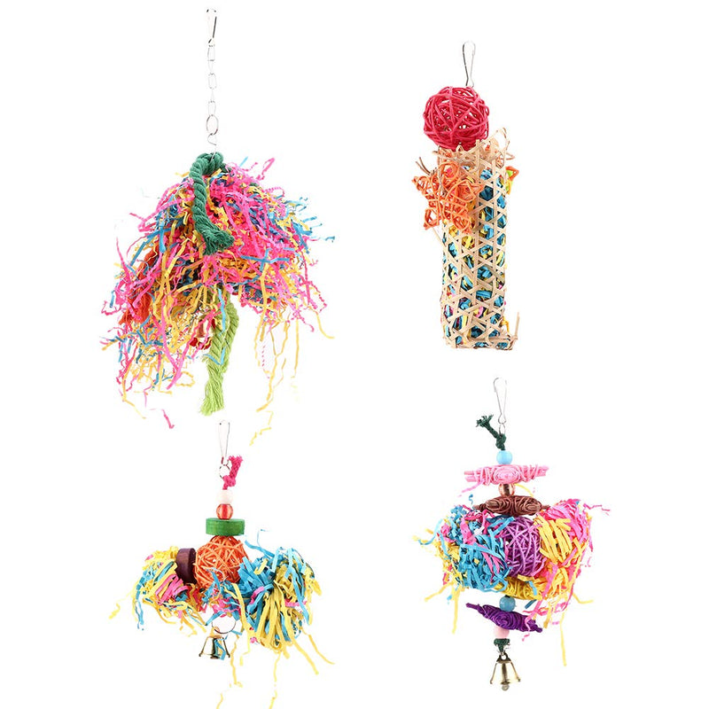 Parrot Shredding Toys Colorful Paper Strips Bird Chew Toy Bamboo weaving Bird Shredders Toy Foraging Hanging Toy for Budgie Parakeet Cockatiel Conure - PawsPlanet Australia