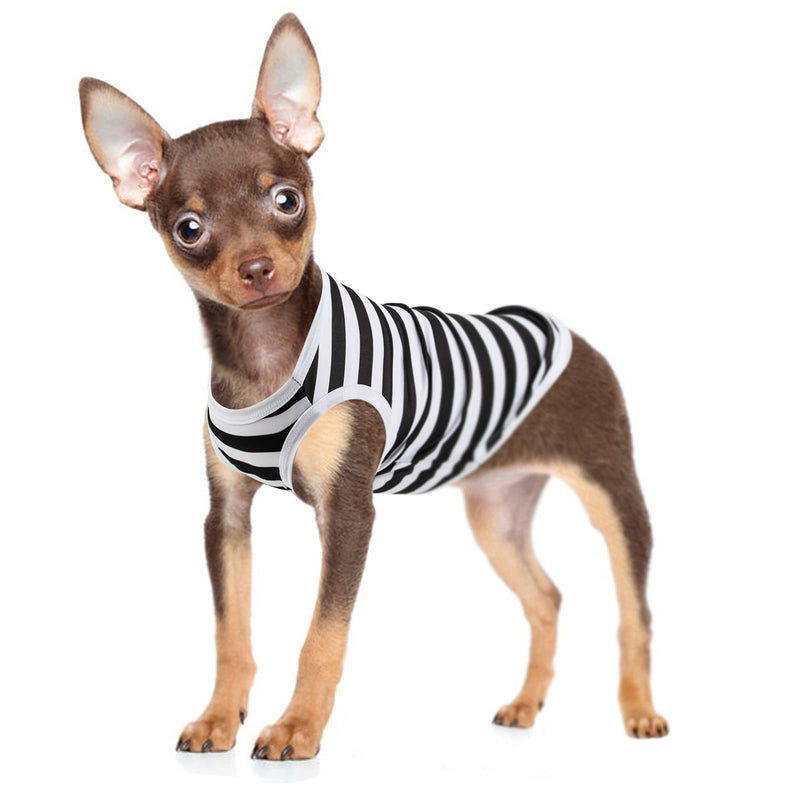 Hozz 2 Pack Dog Cute Striped T Shirts Sleeveless for Puppy Dogs Soft Durable Polyester Summer Vest Clothes no Shrink Fashion Classic S Small 2 Pack Striped - PawsPlanet Australia