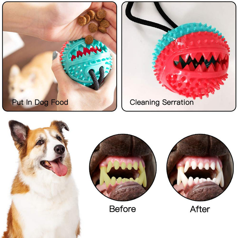 PLYFUNS Suction Cup Dog Toy, Self Playing Pet Molar Bite Toy with Chew Rubber Ball and Durable Rope Interactive Pet Tug Toy for Teeth Cleaning/Pulling - PawsPlanet Australia