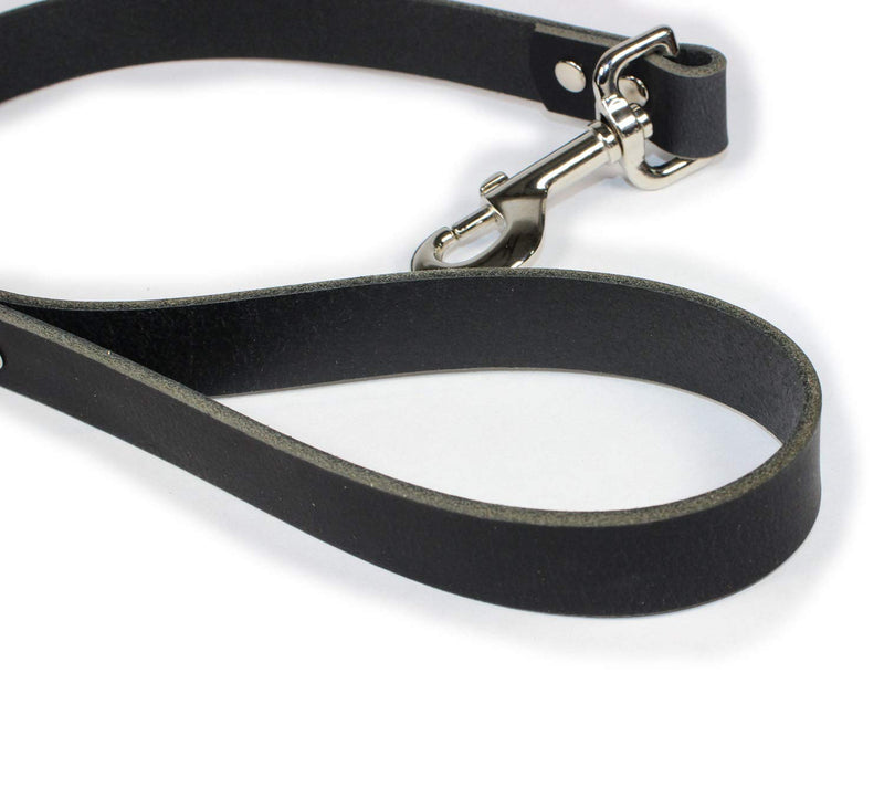 [Australia] - sleepy pup 2' Premium Thick Leather Traffic Lead, Training Leash for Dogs - Made in Virginia Black 