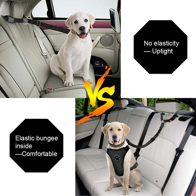 Nasjac Car Dog Seatbelt, 2 Pack Pet Car Seatbelt Headrest Restraint with Elastic Bungee and Reflective Stripe Connect with Dog Harness Adjustable Puppy Safety Seat Belt for Dog Car Safety Black - PawsPlanet Australia