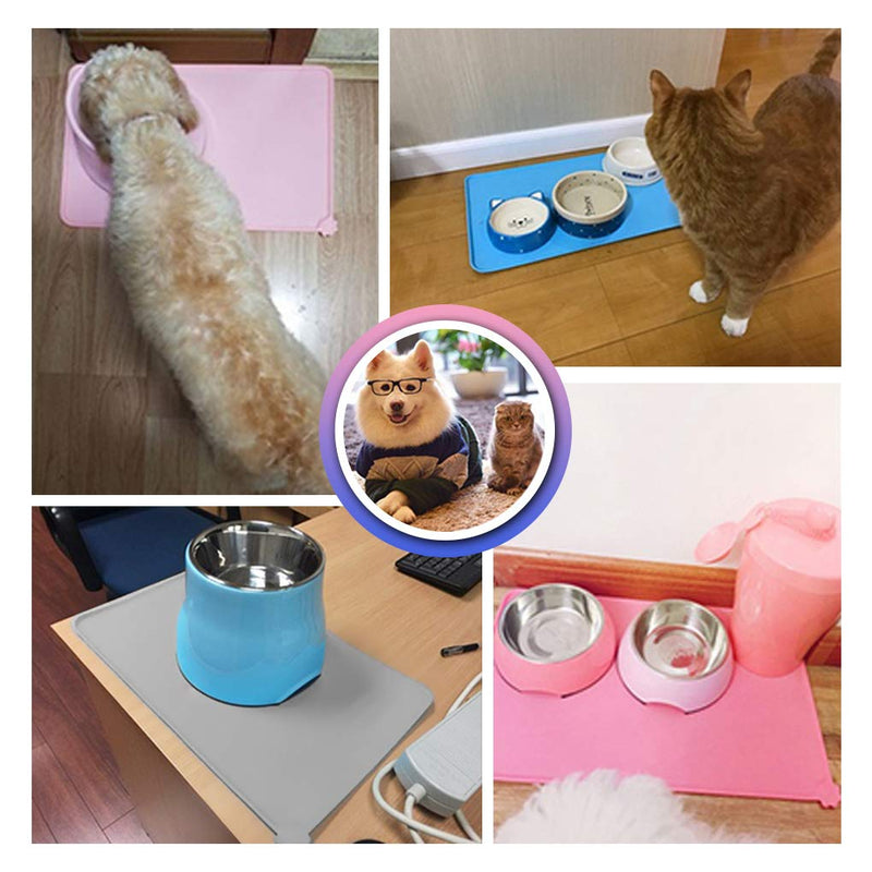 Andiker Pet Silicone Place-Mat, Pet Bowl Pad - Non-Slip Waterproof Pet Dog Cat Place-Mat -Collapsible Food Mat for Dog & Cat Bowl Feeding（grey grey - PawsPlanet Australia