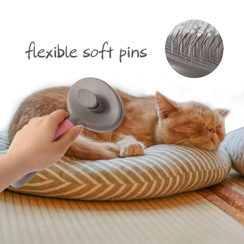[Australia] - Hesiry Cat Brush Pet Soft Brush for Shedding Removes Loose Undercoat,Slicker Brush for Pet Massage-Self Cleaning pink 