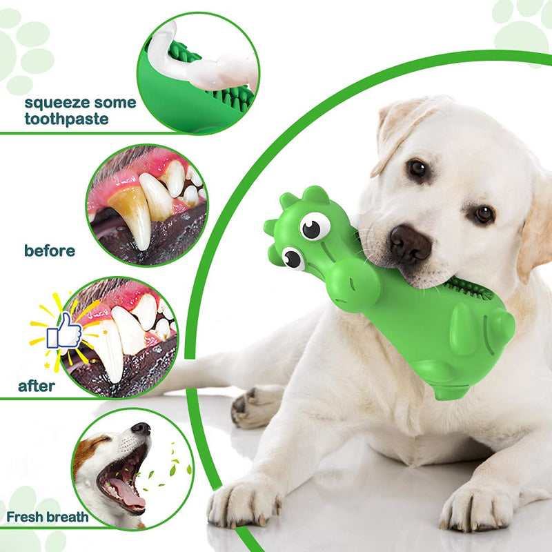 Dog Toys for Aggressive Chewers,PUPSAND Indestructible Large Dog Chew Toy for Teeth Cleaning,Durable Pet Teething Chew Toys Large Breed,Natural Rubber Tough Squeaky Dog Toys for Medium Large Dogs Green - PawsPlanet Australia