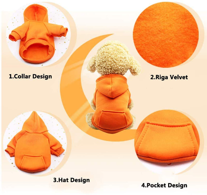 Befx Dog Clothes Pet Dog Hoodies Only for Puppy Small Dogs Coat Soft Fleece Warm Puppy Clothes Vest Chihuahua Clothes Coat Jacket Sweatshirts Puppy Outfits Cat Clothing Dogs Clothing,Read Size Firstly XS (Chest Girth 10.63" , Back Length 6.30") Orange - PawsPlanet Australia