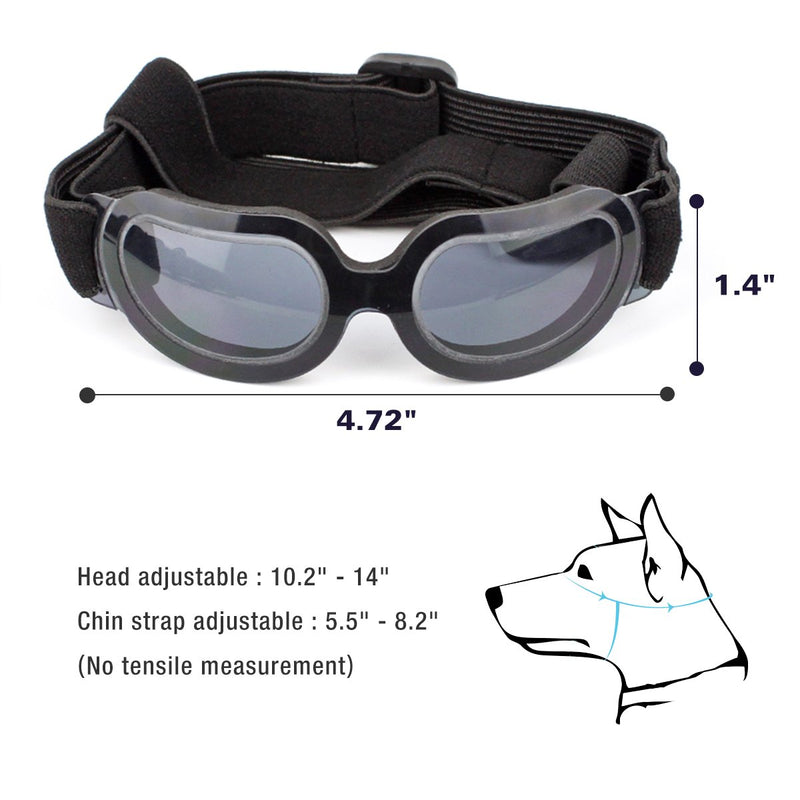 Namsan Dog Sunglasses Pet Goggles UV Protection Waterproof Windproof Sunglasses with adjustable straps for Doggy Puppy Cats - Black - PawsPlanet Australia