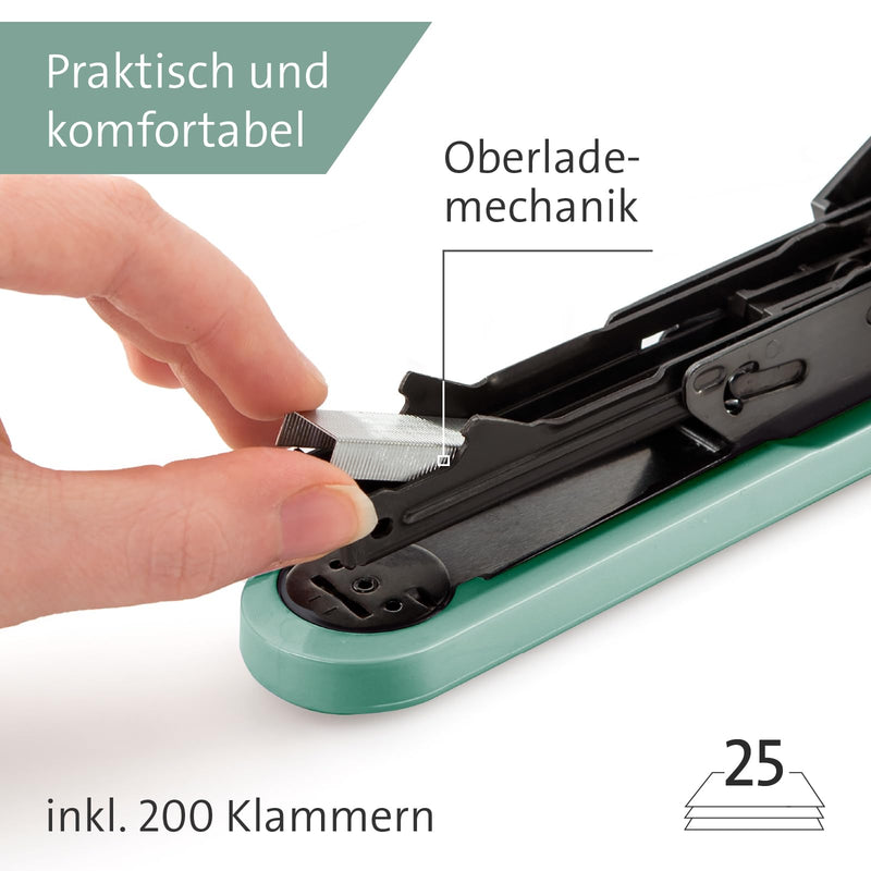 Novus ColorID desk set in mellow mint, stapler B2 stapling capacity 25 sheets & hole punch B220 punching capacity 20 sheets - PawsPlanet Australia