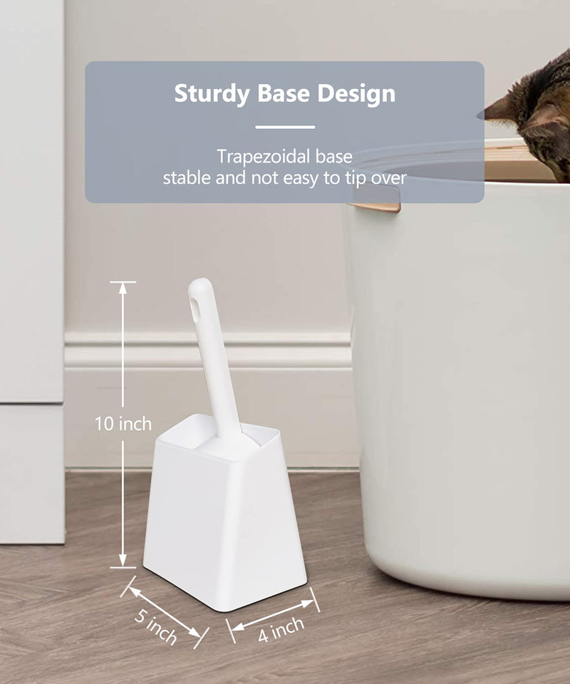 Kitty litter scoop, Cat litter scooper with caddy, Scooper hides discreetly in base when not in use, Premium ABS material, Speedily sift and easy to clean, Practical, elegant and durable - Matte white - PawsPlanet Australia