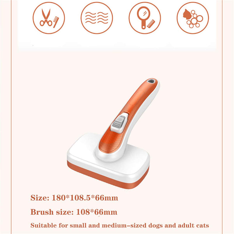 Inbell Retractable Brush, One-Button Dehairing Comb, Hair Removal Comb, Pet Brush, Automatic Depilation Comb, Sticking Needle Comb Orange - PawsPlanet Australia