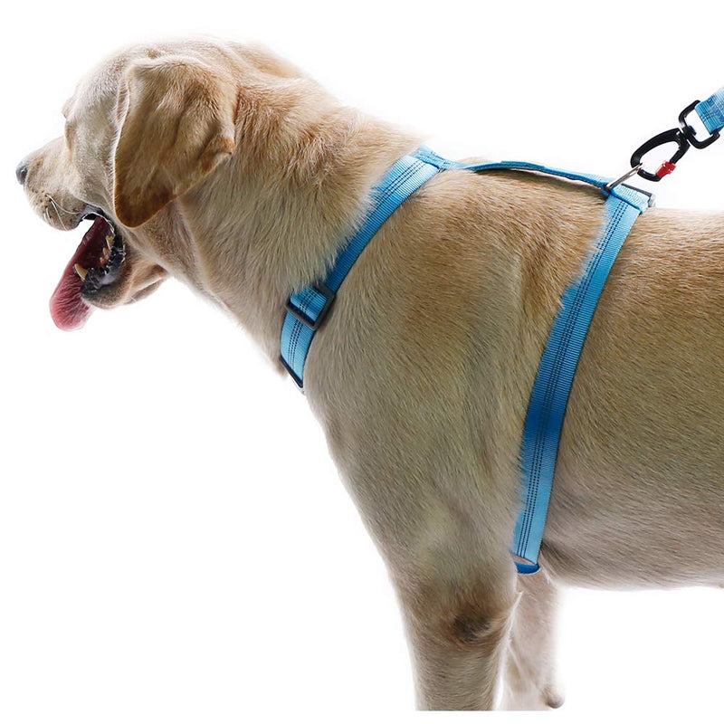 ThinkPet Reflective Adjustable Comfort Nylon Dog Halter Harness, Easy On and Off, No Choke Dog Walking Harness S Blue - PawsPlanet Australia