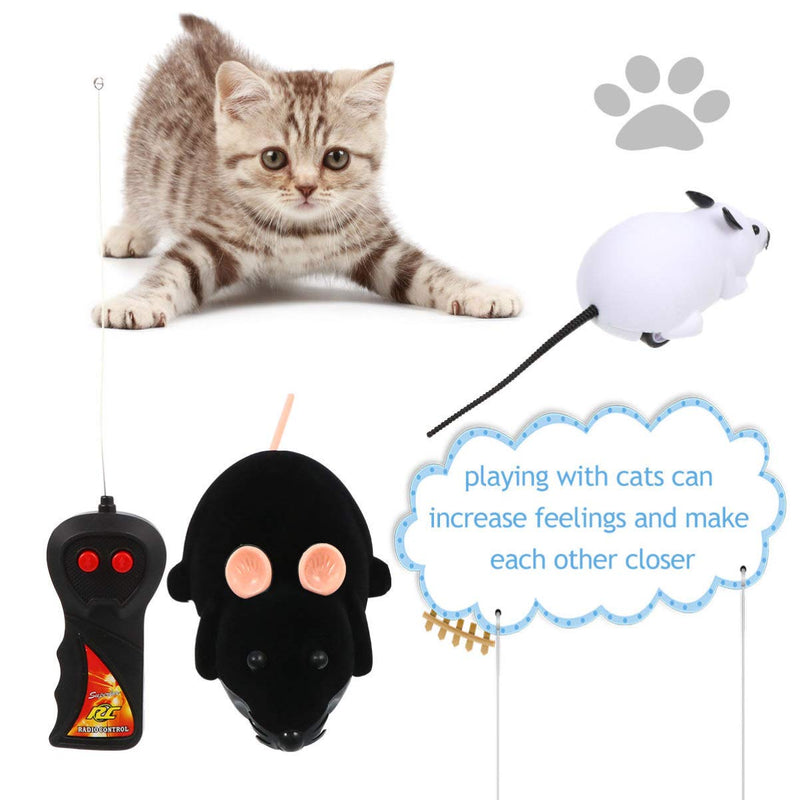 TOYANDONA Electric Mouse Toy Remote Control Mouse Robotic Cat Toy Funny Interactive Game Teaser Toy Christmas Party Supplies No Battery White+Black 2pcs - PawsPlanet Australia