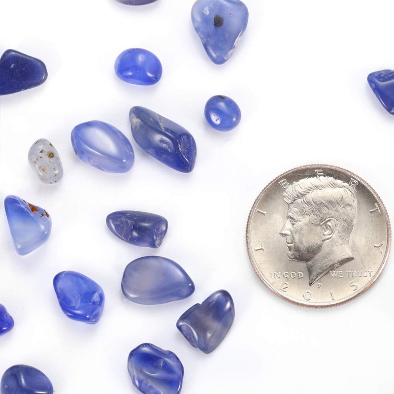 Bofanio 1.1lb Agate Gravel Chips Stone Crushed Irregular Shaped Tumbled Stones Raw Gems Beads Filler Colored Decorative Rocks for Vases Plants Crafts 0.27"-0.35"(7-9mm) Blue - PawsPlanet Australia