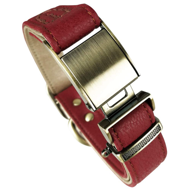 Penivo Large Dog Leather Collars Metal Buckle Pet Luxury Medium Small Dogs Adjustable Basic Classic Collar (L (35cm-52cm), Red) L (35cm-52cm) - PawsPlanet Australia