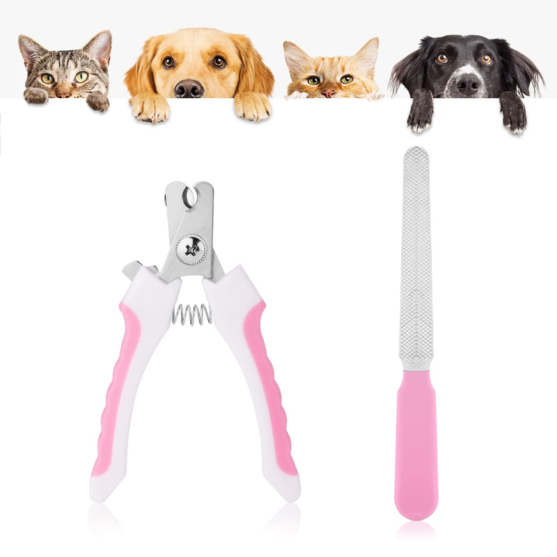cobee Pet Nail Clippers, Dog Nail Files Nail Clippers for Dogs Professional Pet Trimmer with Guard and Safety Lock Claw Scissors for Dogs (Pink) Pink - PawsPlanet Australia