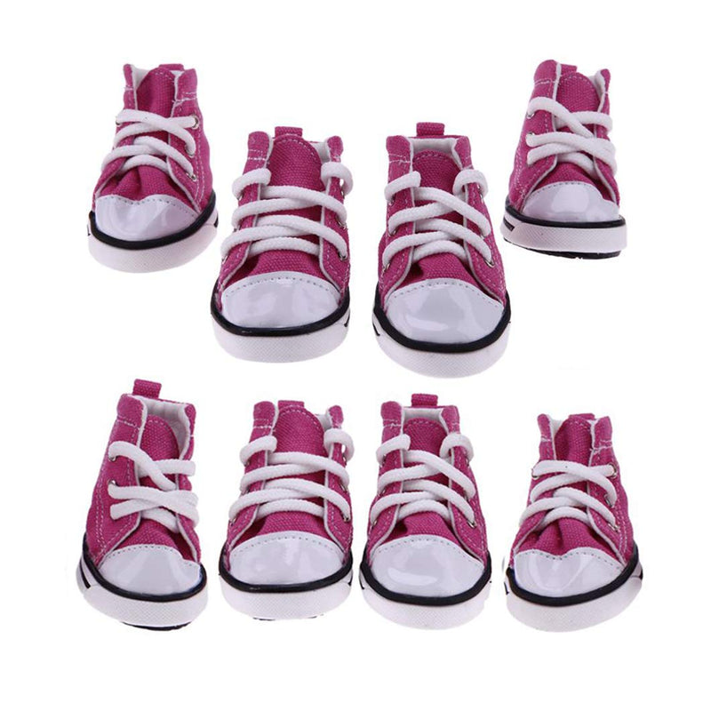 [Australia] - abcGoodefg Pet Dog Puppy Canvas Sport Shoes Sneaker Boots, Outdoor Nonslip Causal Shoes, Rubber Sole+Soft Cotton Inner Fabric #5(1.89*2.36) Pink 