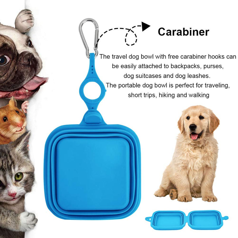2 Pcs Silicone Foldable Dog Bowl(with Carabiners),Portable Dogs Cats Travel Bowls Feeding Bowl and Water Bowl,Food Grade Silicone BPA Free Food Bowls,Silicone Feeding Watering Bowls(Blue) Blue - PawsPlanet Australia