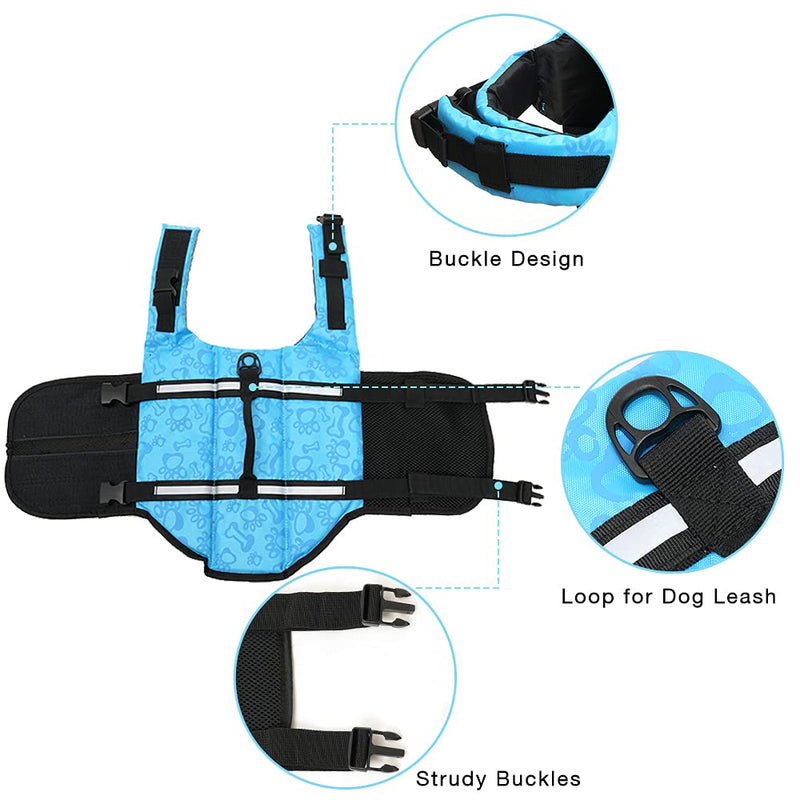 Dog Life Preserver, Dog Life Vest for Swimming Beach Boating Dog Life Jacket with High Buoyancy Dog Flotation Vest for Small/Medium/Large Dogs (Bluebone, XXS) XX-Small Bluebone - PawsPlanet Australia