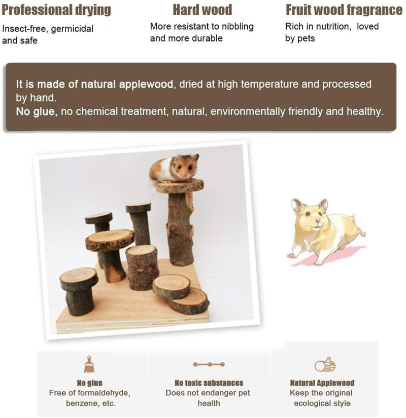 [Australia] - ELEpure Hamster Wooden Playground with Platform/Bridge/Feeder/Ladder, Pet Natural Hideout and Climbing Chewing Toys for Small Animals Sugar Glider Chinchilla Rat S 