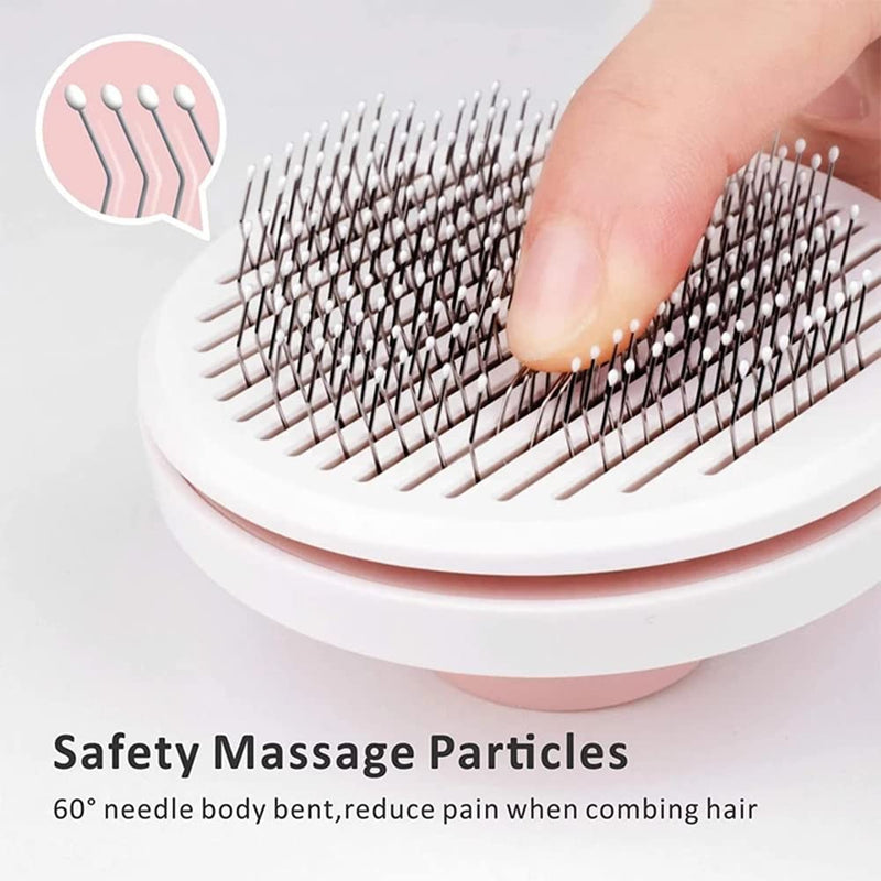 Pet Grooming Brush, Pet Hair Removal Comb, Dog Brush Cat Brush for shedding and grooming, Supple Stainless Steel Bristles Quick Removes Loose Undercoat, Suitable for Most Cats Dogs Furry Pets (pink 2) pink 2 - PawsPlanet Australia