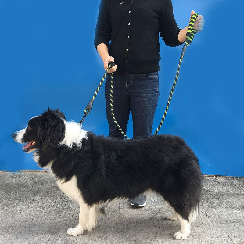 [Australia] - BONAWEN Dog Leash 6FT with Double Padded Handles- Durable Nylon Rope Dog Lead for Large Medium Dogs Control Safety Training Dark Green 