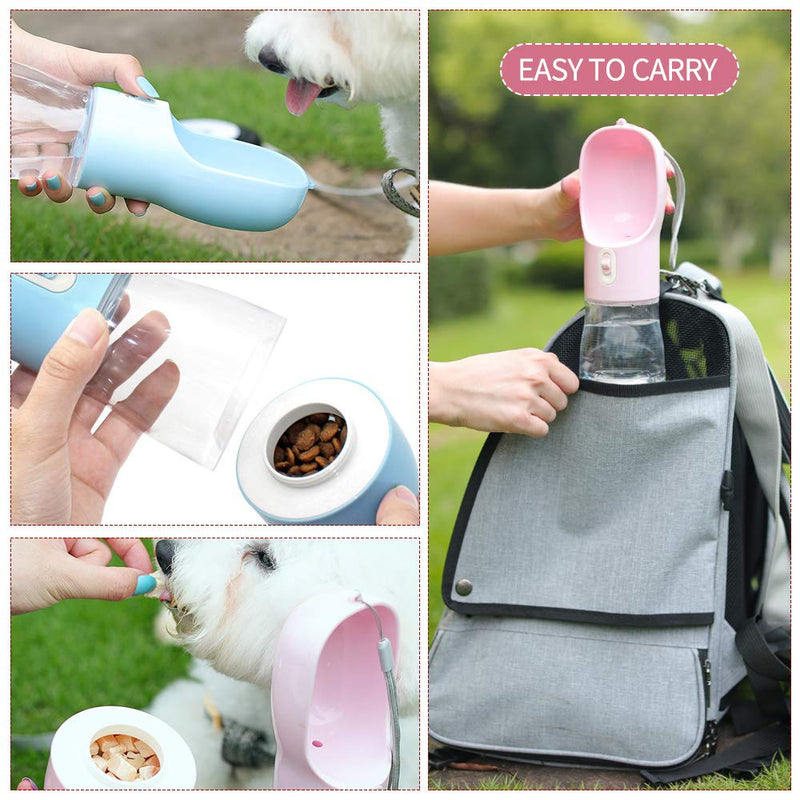 EASTLION Dog Water Bottle-Leak Proof Portable Pet Drinking Bottle Puppy Water Cup Dispenser for Outdoor Walking Hiking Traveling (Light Blue) 258ml water+200ml food Light Blue - PawsPlanet Australia