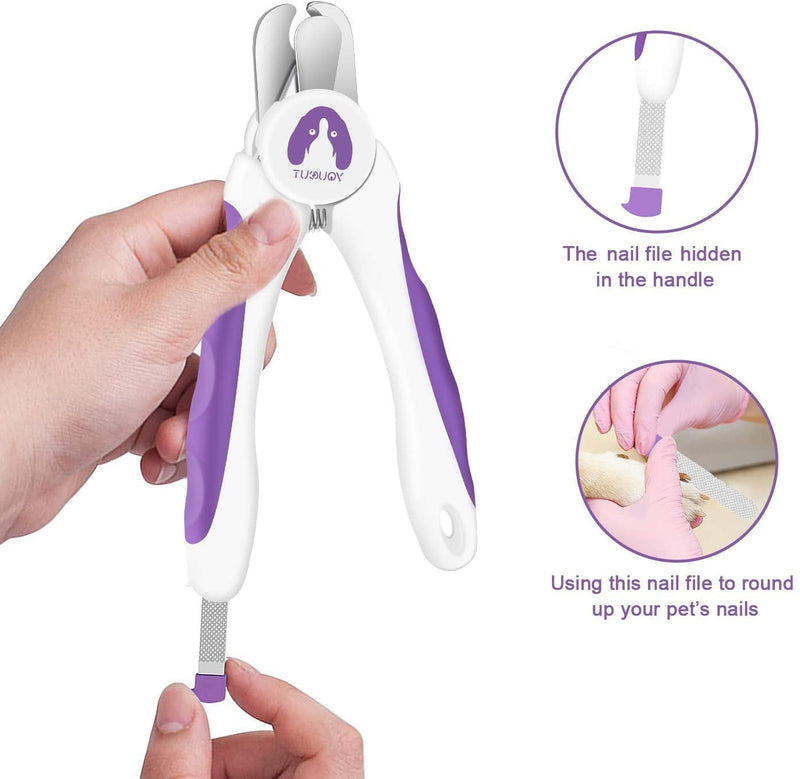 YouCut Dog Nail Clippers and Trimmers,Professional Grooming Tool with Safety Guard to Avoid Over Cutting,Free Nail File,Razor Sharp Blade,Sturdy Non Slip Handles for Large and Small Animals (Purple) Purple - PawsPlanet Australia