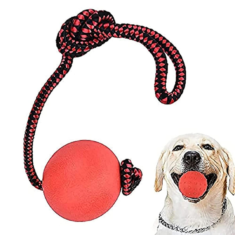 LSTK Pet Rubber Chew Toy Ball with Rope,Dog Interactive Ball with Rope for Pet Playing Training Exercising(3 Pcs) - PawsPlanet Australia