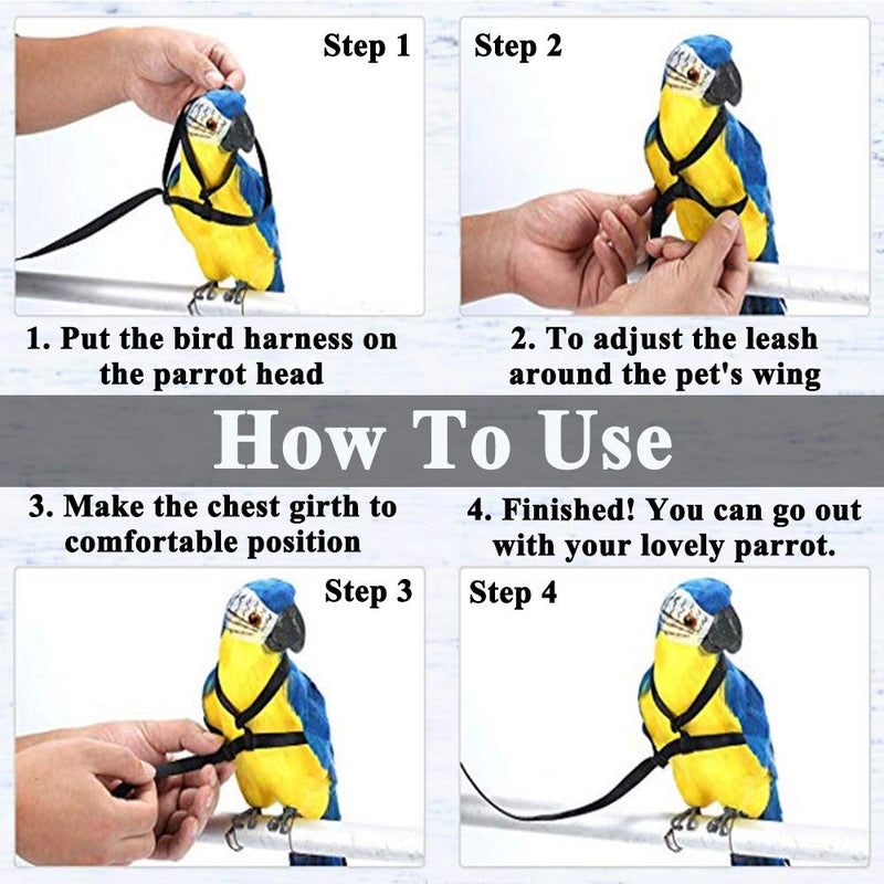 ASOCEA Adjustable Parrot Bird Harness Leash Anti-Bite Flying Training Rope Pet Outdoor Traction Fit Budgerigar Lovebird Cockatiel Mynah Small Bird-Green … - PawsPlanet Australia