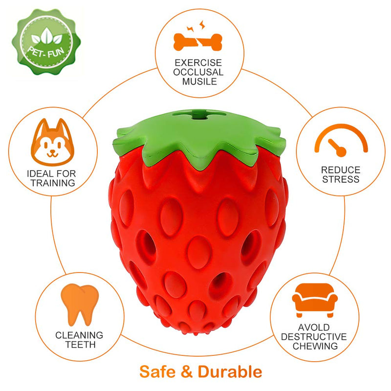 Ertisa Dog Ball Indestructible Strawberry Rubber Chew Treat Dispenser Dog Toy, Tooth Cleaning Training Interactive Dog Toys for Small Medium Large Dog - PawsPlanet Australia