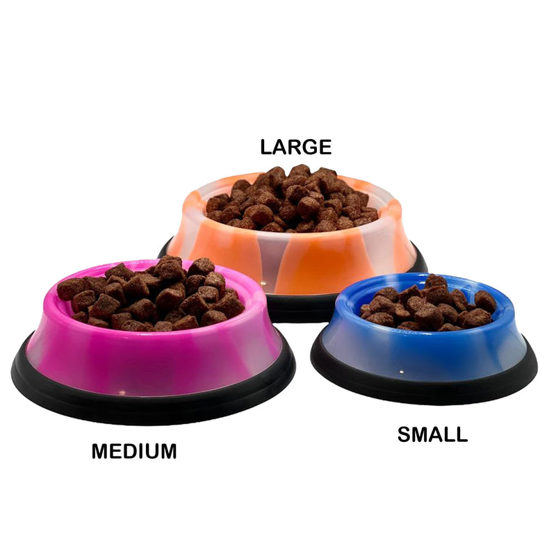 Cat & Dog Neon Anti Skid Dog Bowl Pet Food and Water Non Slip Anti Skid Stackable Pet Puppy Kitten Dishes 3 Sizes S-M-L (SMALL 8OZ, BLUE) SMALL 8OZ - PawsPlanet Australia