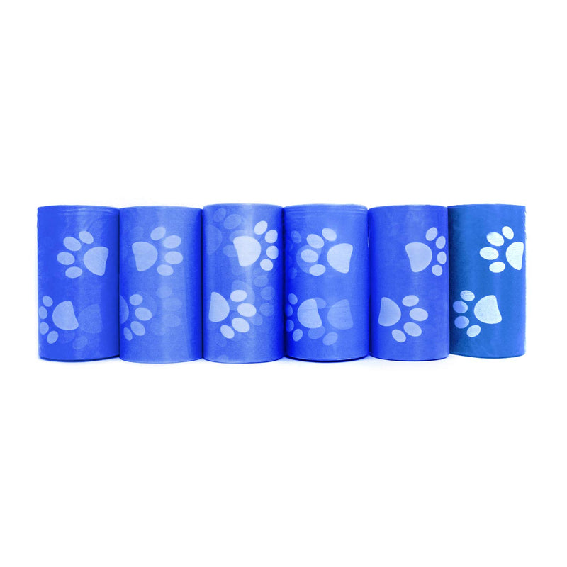 960 Pet Waste Bags, Dog Waste Bags, Bulk Poop Bags on a roll, Clean up poop bag refills - (Color: Blue with Paw Prints) + FREE Bone Dispenser by Pet Supply City - PawsPlanet Australia