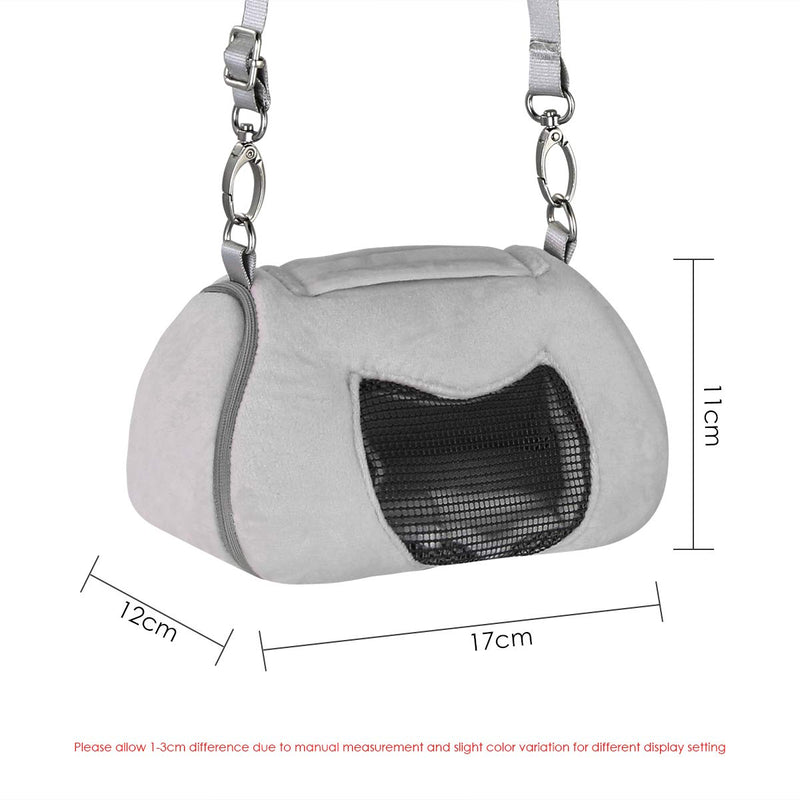 Breathable Small Pet Carrier Bag,Portable Travel Handbag with Adjustable Single Shoulder Strap for Hamster, Hedgehog, Sugar Glider, Chinchilla, Guinea Pig and Squirrel Grey - PawsPlanet Australia