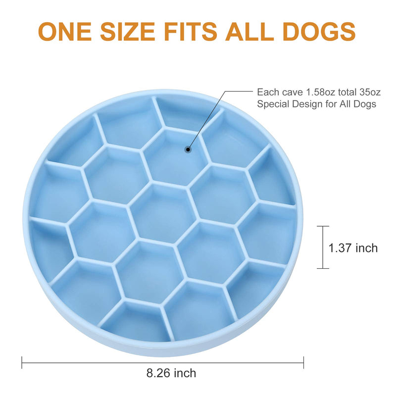 [Australia] - Pawow Slow Feeder Dog Bowl with Bottom Suction Cup, Puzzle Feeders Bowl Fun Feeder Interactive Bloat Stop Dogs Dish, Silicone Slow Feed Pet Food Water Bowl for Large Medium Small Dogs Blue 