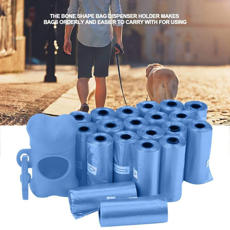 [Australia] - Fdit 20 Rolls Pet Dog Plastic Clean Trash Waste Bags with Bone Shape Bag Dispenser Holder(Blue) Blue 