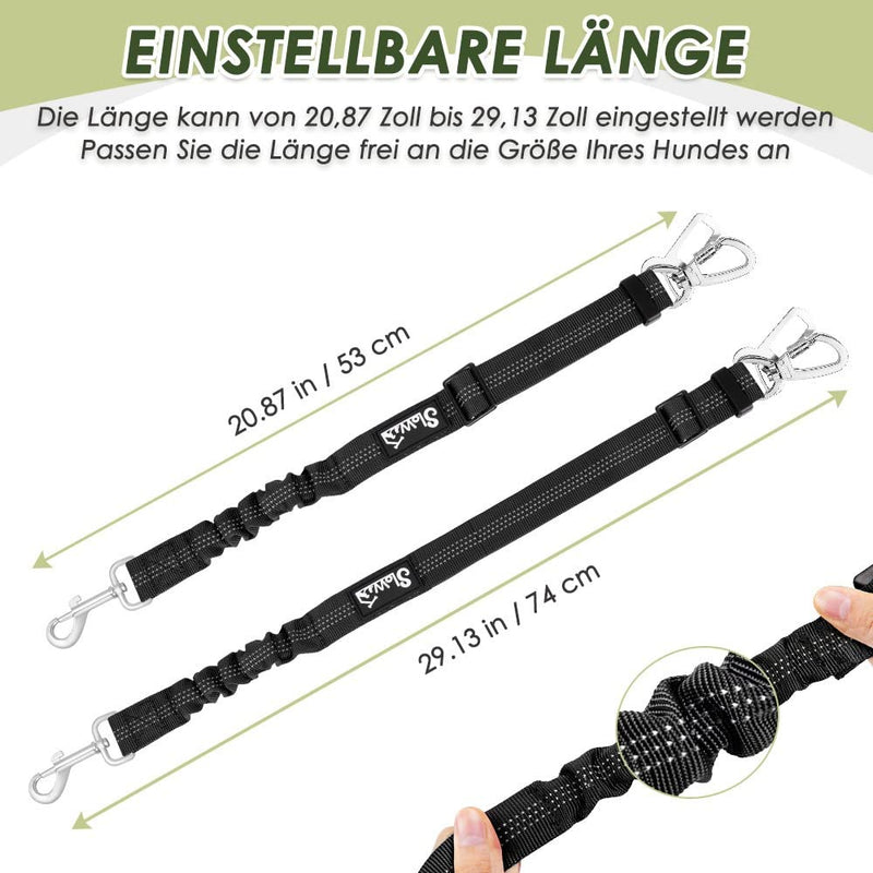 SlowTon Dog Harness with Seat Belt for Car, Breathable Harness Dog, Seat Belt with 2 Carabiner Hooks for Attaching to Seat Belt Buckle or Trunk (Black, M) Black - PawsPlanet Australia
