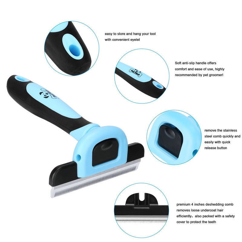 Pet Neat Pet Grooming Brush Effectively Reduces Shedding by Up to 95% Professional Deshedding Tool for Dogs and Cats Blue - PawsPlanet Australia