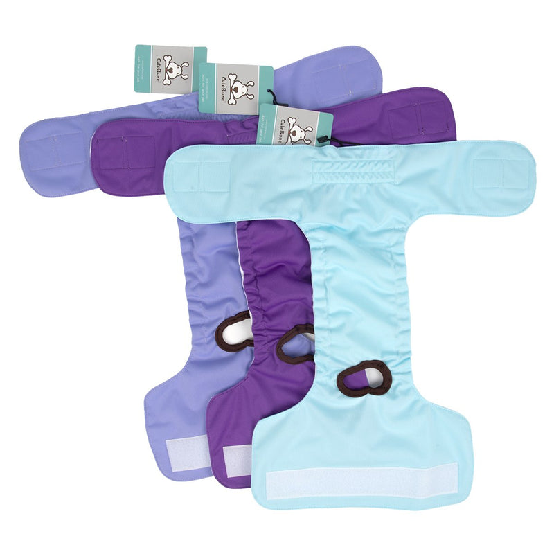 [Australia] - CuteBone Dog Diapers Female Reusable Period Panties Washable Puppy Pee Pads for Untrained Puppies, Dogs in Heat, Doggie Menstrual and Incontinence S Blue&Purple 3pcs 